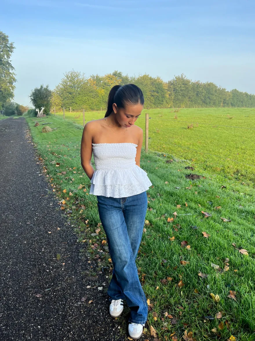 Design By Si Edelina flare jeans - Blå denim Sale