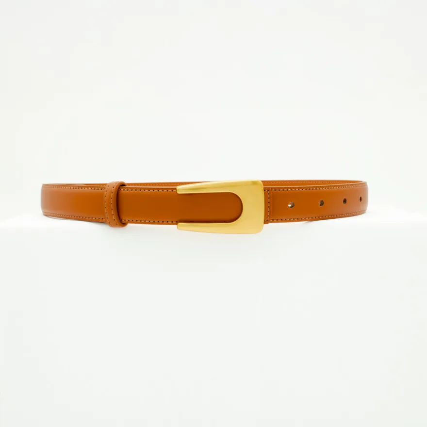 Design By Si Edge bælte - Brun/guld Outlet