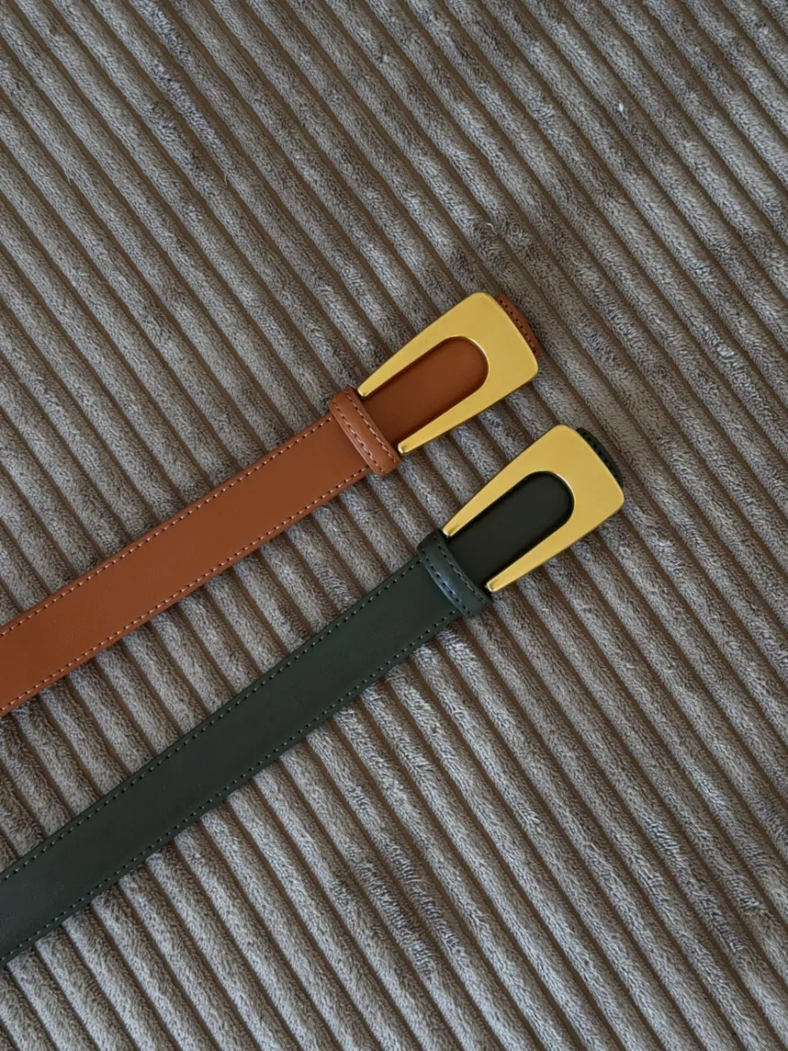 Design By Si Edge bælte - Mørkegrøn/guld Sale