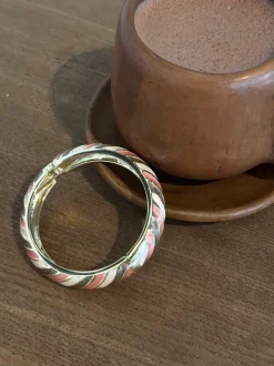 Design By Si Eivora armbånd med striber - Rosa/lyserød/brun/guld Hot