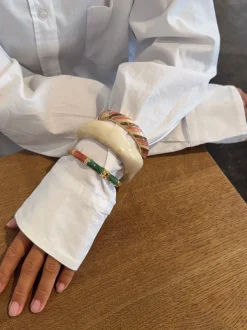 Design By Si Eivora armbånd med striber - Rosa/lyserød/brun/guld Hot