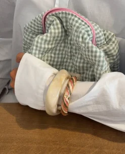Design By Si Eivora armbånd med striber - Rosa/lyserød/brun/guld Hot