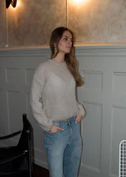 Design By Si Elara mohair striktrøje - Beige Best