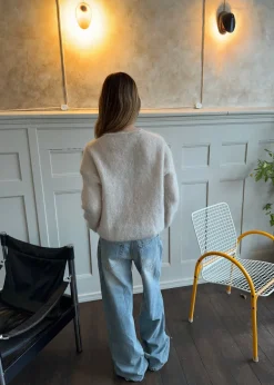 Design By Si Elara mohair striktrøje - Beige Best