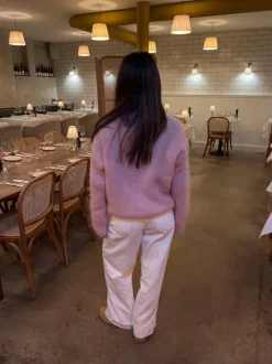 Design By Si Elara striktrøje i mohair - Lyserød Outlet