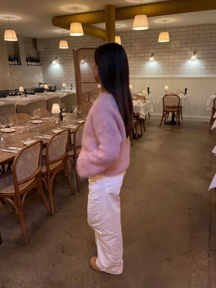Design By Si Elara striktrøje i mohair - Lyserød Outlet