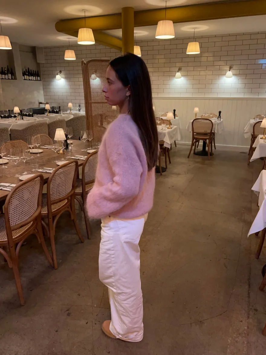Design By Si Elara striktrøje i mohair - Lyserød Outlet