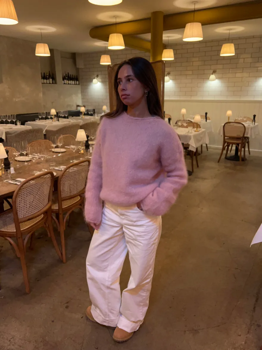 Design By Si Elara striktrøje i mohair - Lyserød Outlet