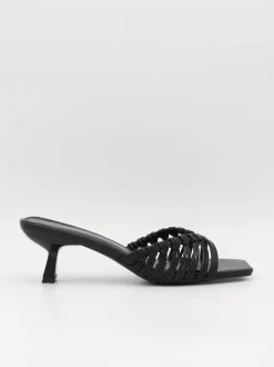 Design By Si Elba mules med fletdetaljer - Sort Discount