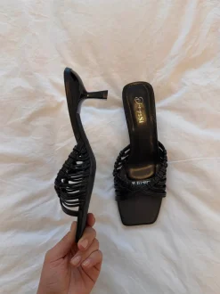 Design By Si Elba mules med fletdetaljer - Sort Discount