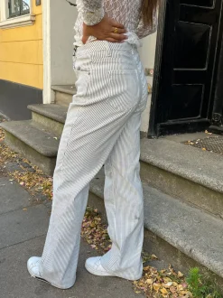 Design By Si Elsa stribede jeans - Hvid Hot