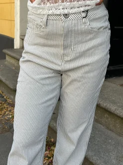 Design By Si Elsa stribede jeans - Hvid Hot