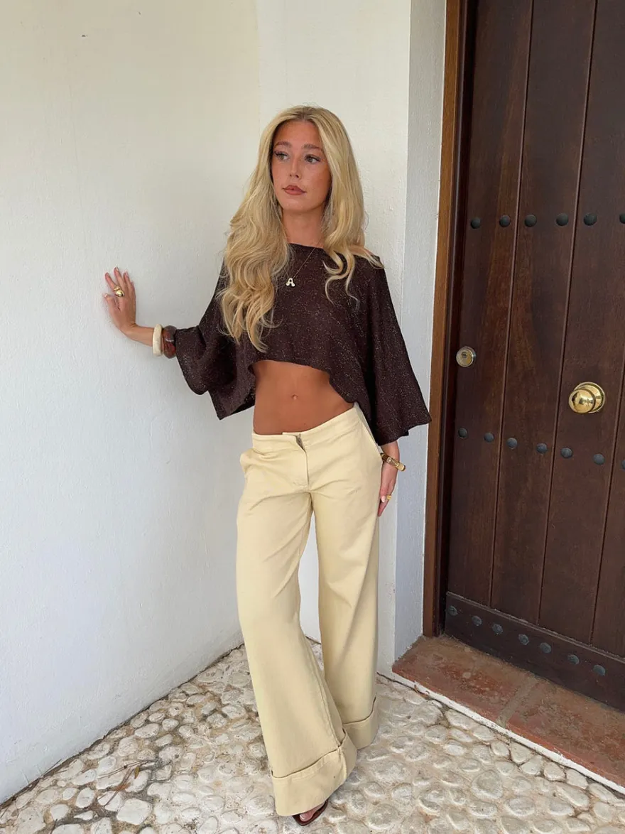 Design By Si Emilie poncho med glimmer - Brun Clearance