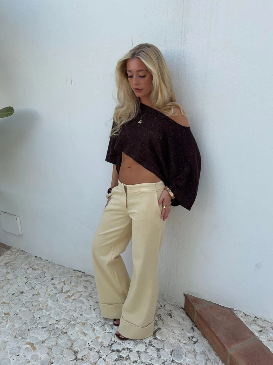 Design By Si Emilie poncho med glimmer - Brun Clearance