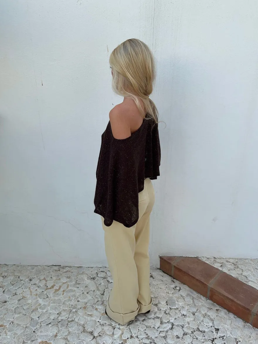 Design By Si Emilie poncho med glimmer - Brun Clearance