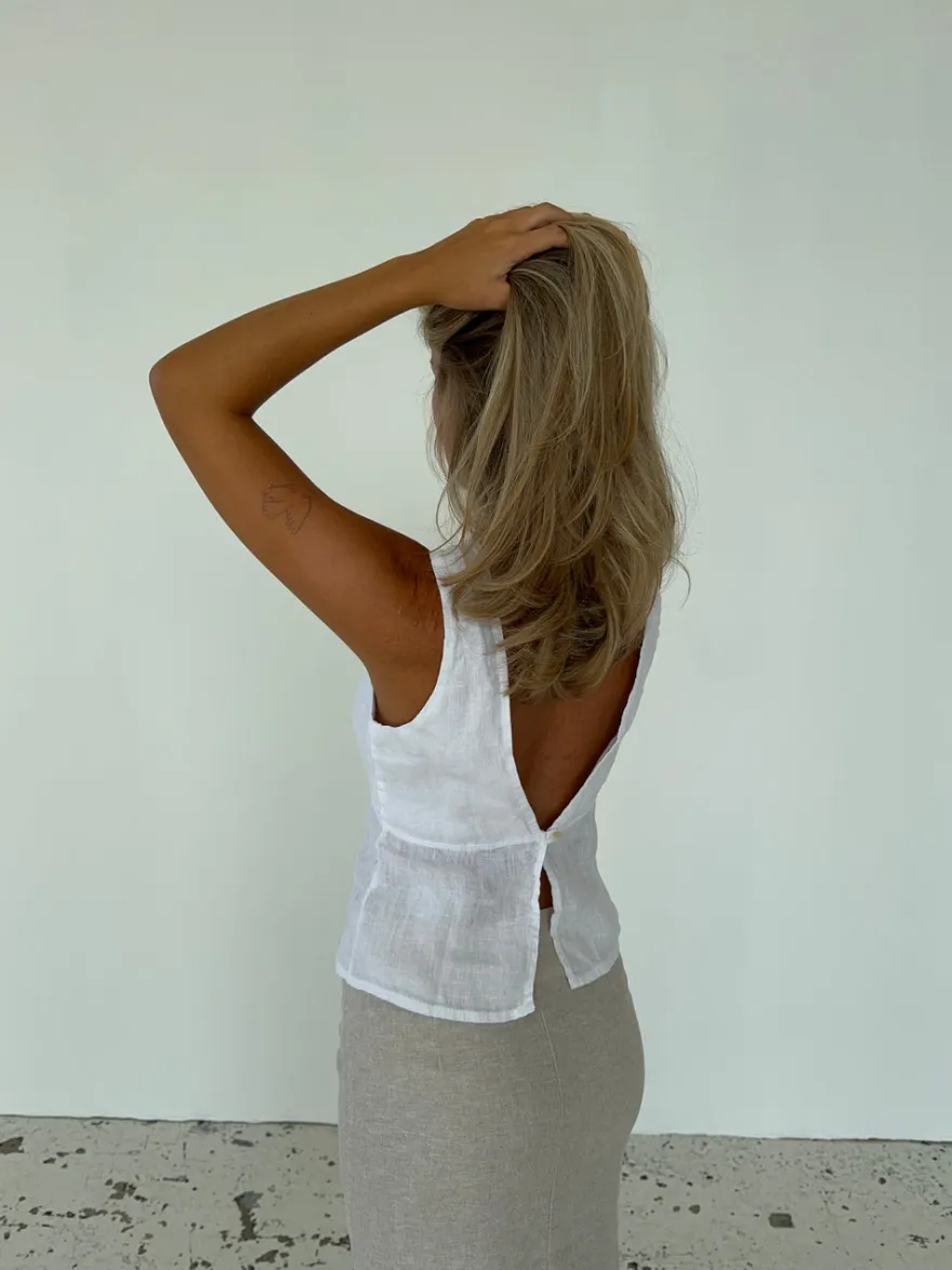 Design By Si Emina hørtop - Hvid Outlet