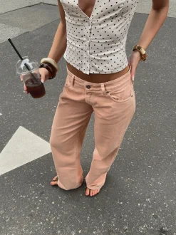 Design By Si Emmaline lavtaljede jeans - Orange Clearance