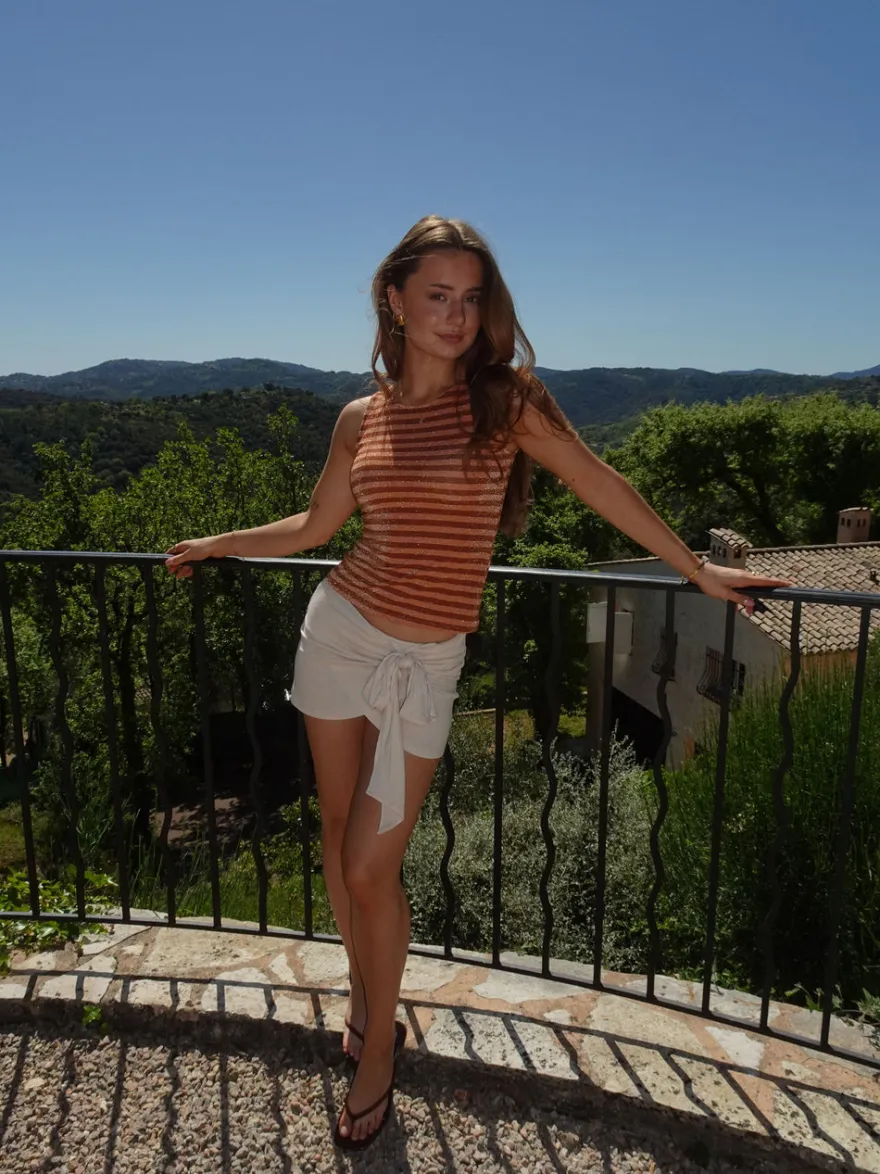 Design By Si Emmeline glimmertop - Orange/brun Online