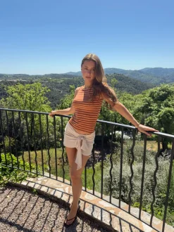 Design By Si Emmeline glimmertop - Orange/brun Online