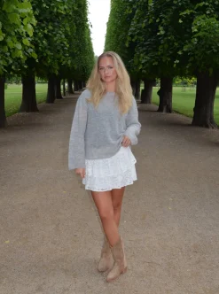 Design By Si Erla nederdel med blonder - Hvid Sale