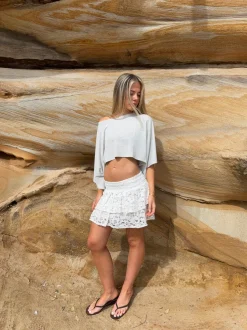 Design By Si Erla nederdel med blonder - Hvid Sale