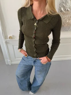 Design By Si Esmeralda polo cardigan - Kaki
