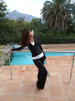 Design By Si Essential folded yoga pants - Jet black/cloud Hot