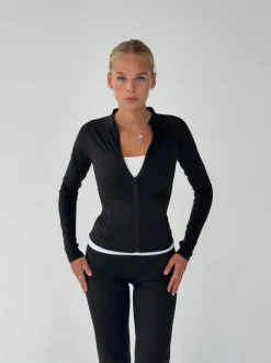 Design By Si Essential zip up jakke - Jet black Discount