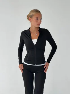 Design By Si Essential zip up jakke - Jet black Discount