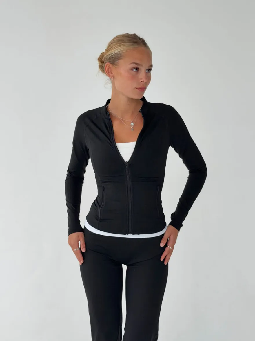 Design By Si Essential zip up jakke - Jet black Discount