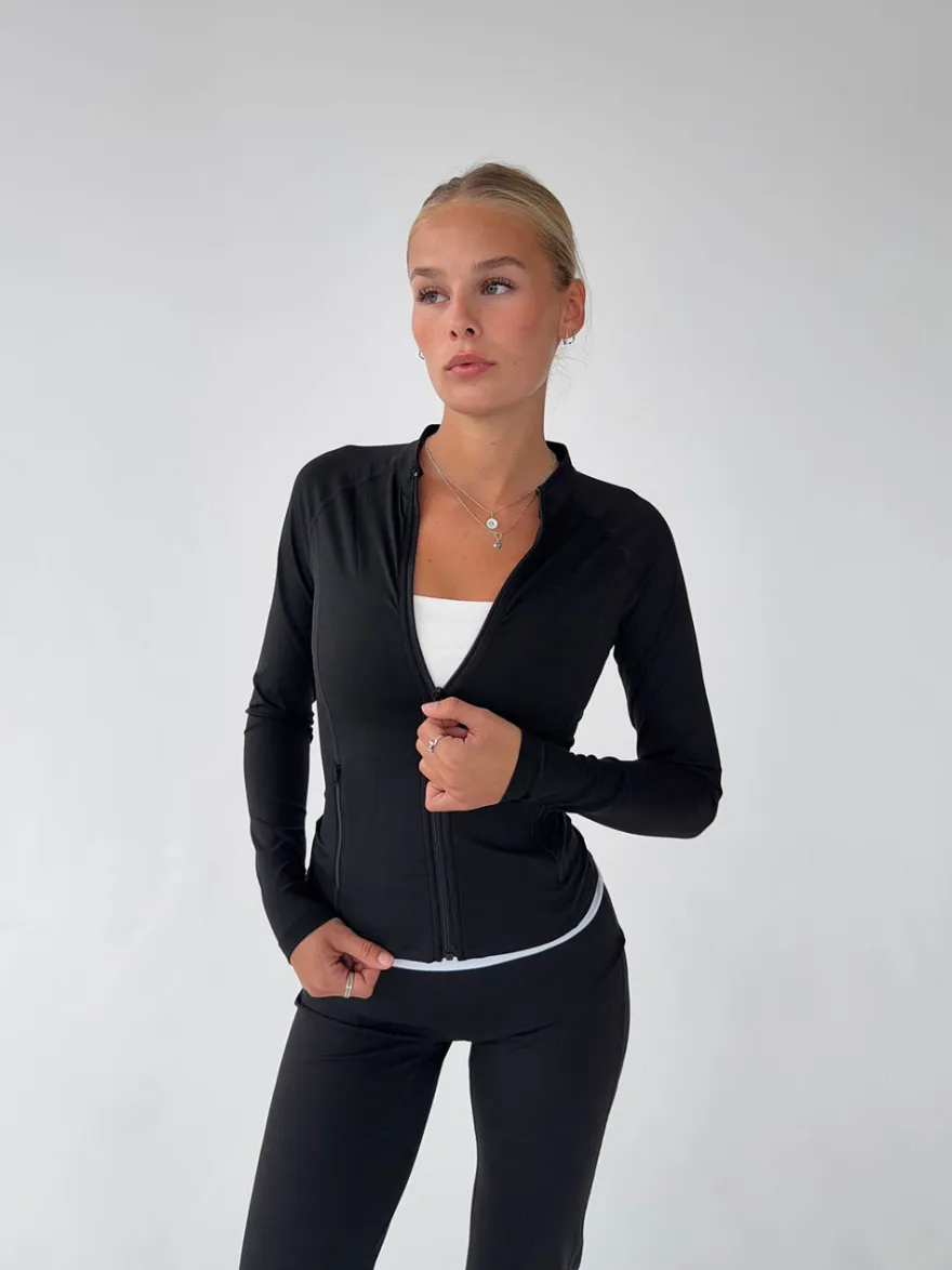 Design By Si Essential zip up jakke - Jet black Discount