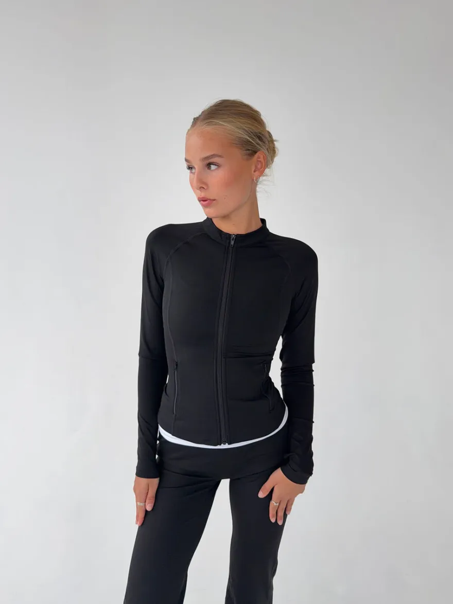 Design By Si Essential zip up jakke - Jet black Discount