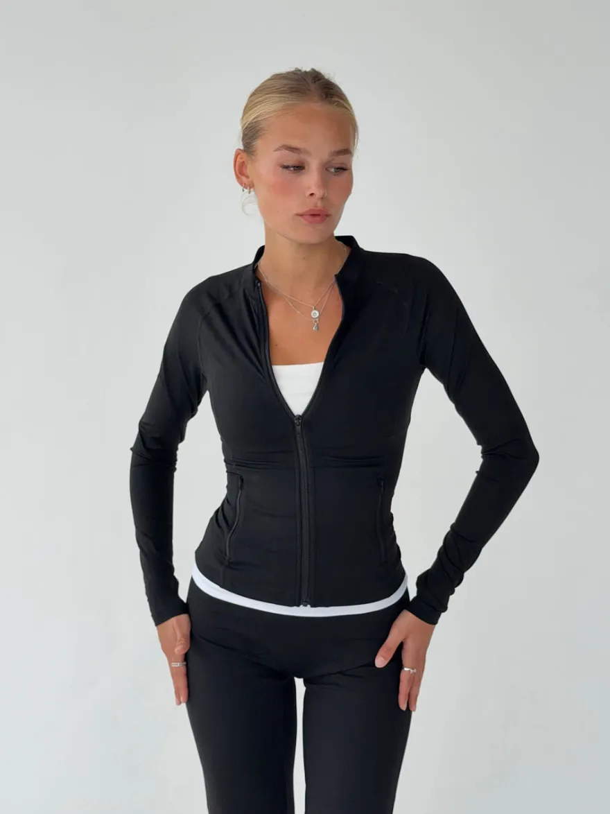 Design By Si Essential zip up jakke - Jet black Discount