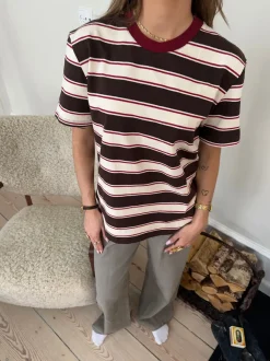 Design By Si Estella stribet t-shirt - Brun/bordeaux Outlet