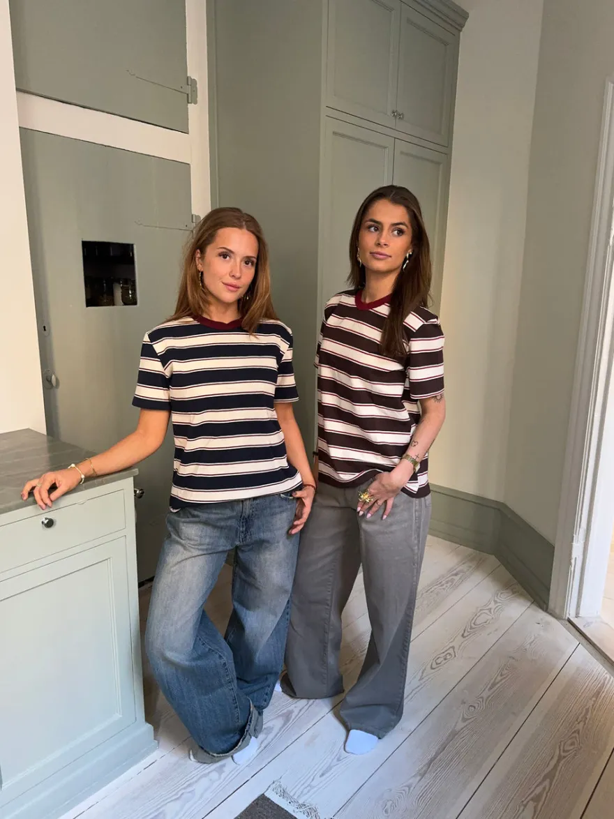 Design By Si Estella stribet t-shirt - Brun/bordeaux Outlet