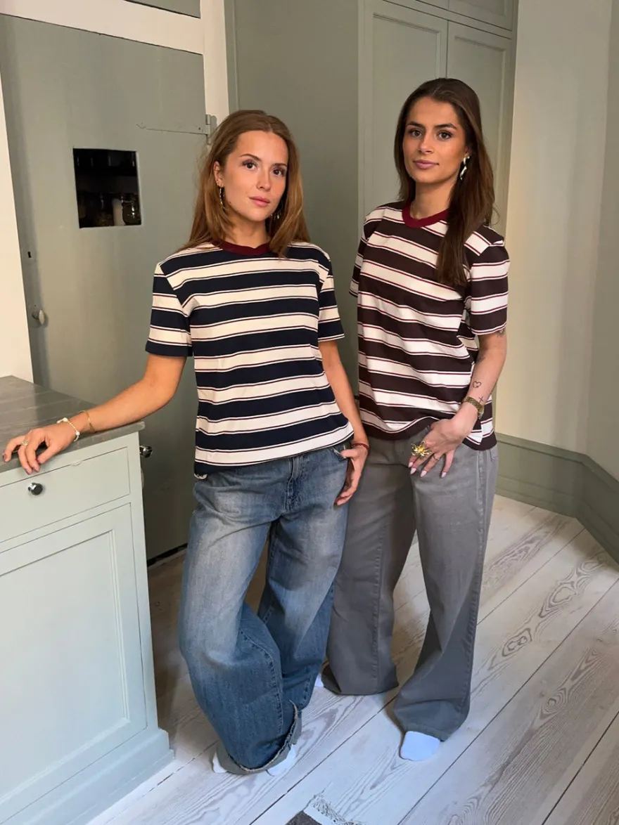 Design By Si Estella stribet t-shirt - Brun/bordeaux Outlet