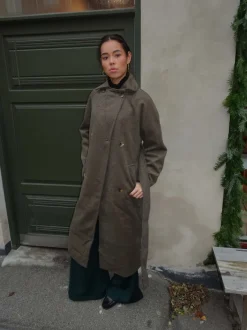 Design By Si Esther frakke med bælte - Brunlig grå Clearance