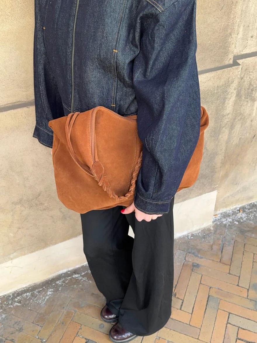 Design By Si Fiala suede taske - Brun Clearance