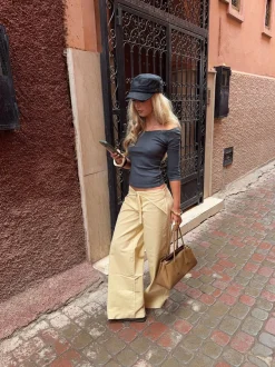 Design By Si Fillina jeans med bælte - Gul Sale