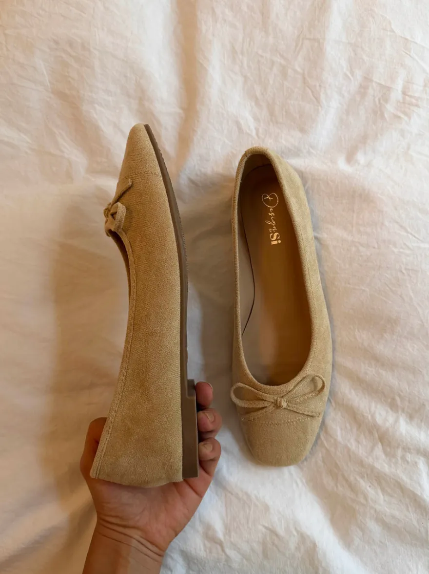 Design By Si Fione ballerinaer i ruskind - Beige Discount