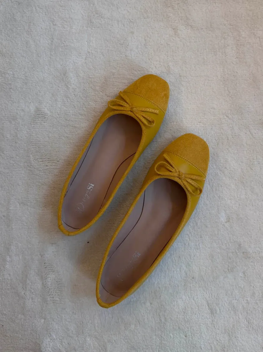 Design By Si Fione ballerinaer i ruskind - Gul Best