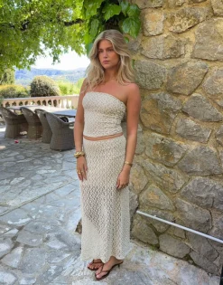 Design By Si Fiorella nederdel med blonde - Hvid/beige