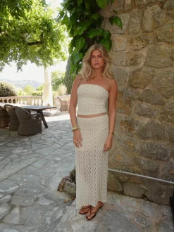 Design By Si Fiorella nederdel med blonde - Hvid/beige