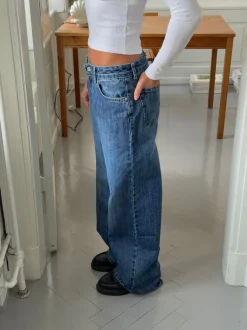 Design By Si Floraline lavtaljede jeans - Blå denim Clearance