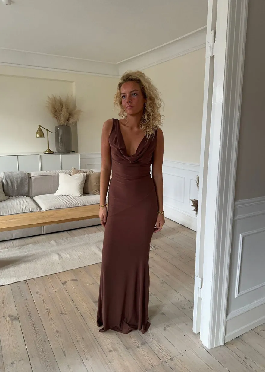 Design By Si Flora maxikjole - Brun Outlet