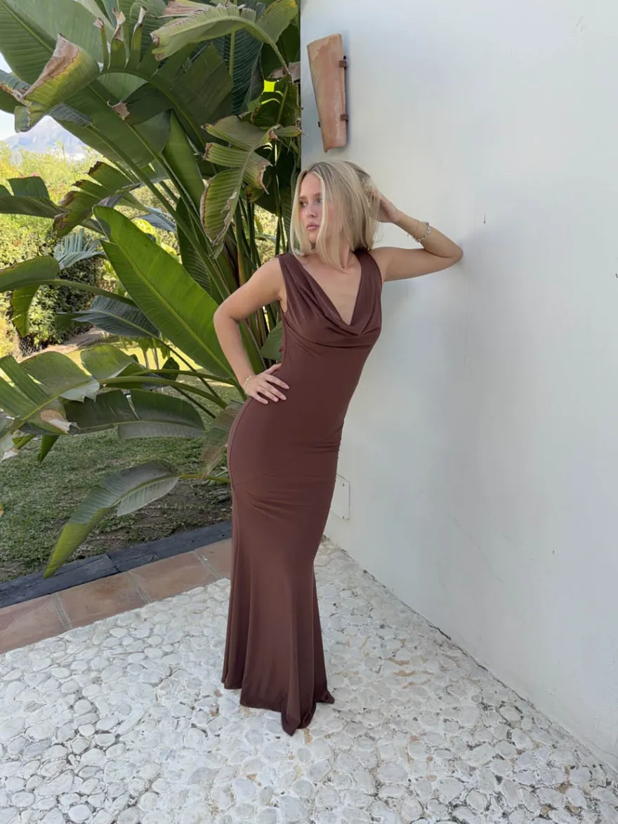 Design By Si Flora maxikjole - Brun Outlet