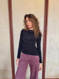 Design By Si Florine bluse med lange ærmer - Sort