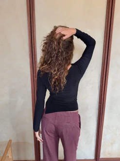 Design By Si Florine bluse med lange ærmer - Sort