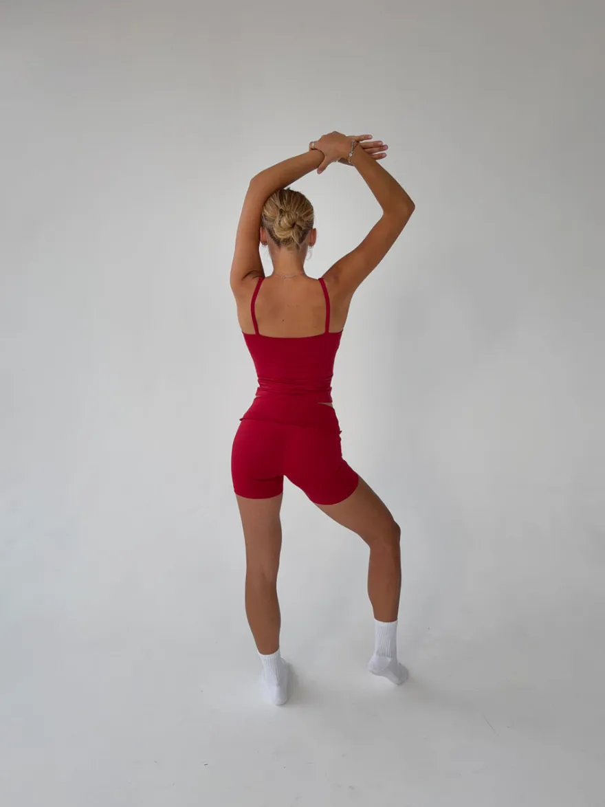 Design By Si Folded essential shorts - Cherry Hot