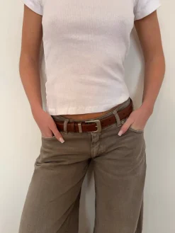 Design By Si Forge Bælte - Brun/sølv Sale